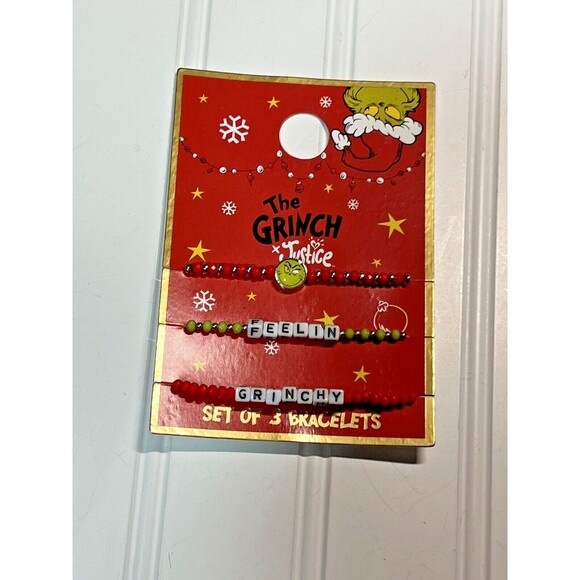 The Grinch "Feelin' Grinchy" Stretch Bracelet Set Justice Girls - Picture 1 of 2